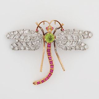 BELLE EPOQUE JEWELED DRAGONFLY BROOCH