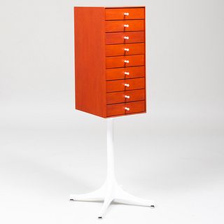 George Nelson for Herman Miller Painted Wood and Powder Coated Metal Cabinet on Stand 