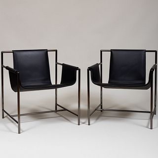 Pair of Shi-Chieh Lu for  Poltrona Frau Leather and Steel 'Ming's Heart' Chairs