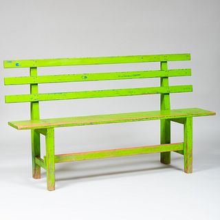 Mexican Rustic Green Painted Garden Bench