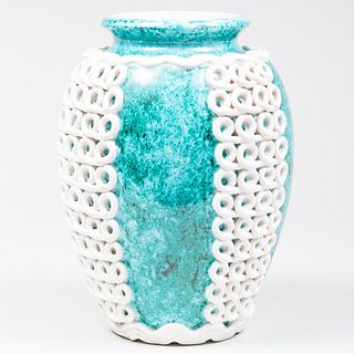 Sainte Radegonde Turquoise Glazed Vase