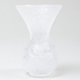 Lalique Small Frosted Glass 'Arabesque' Vase