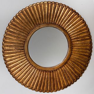 Pair of Gilded Oak Petal Mirrors, of Recent Manufacture