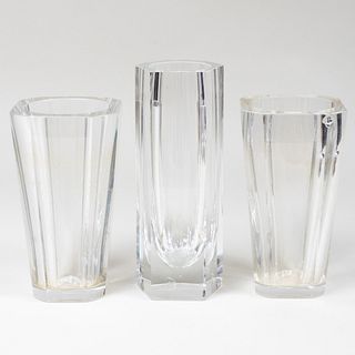 Three Baccarat Glass Vases