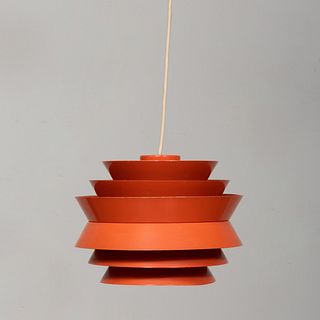 Carl Thore Orange Enameled Metal Pendant Light