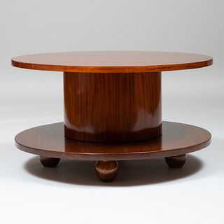 Art Deco Style Walnut Two-Tier Low Table