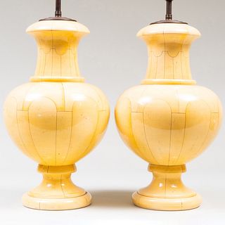 Pair of Jean Roger Faux Painted Ceramic Lamps