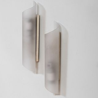 Pair of Jean Perzel Frosted Glass Sconces