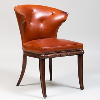 Regency Style Leather Upholstered Side Chair