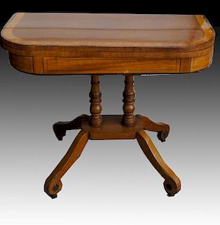 Antique English Regency Card Table in Satinwood/Ro
