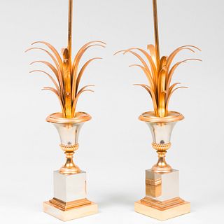 Pair of Gilt-Metal 'Vase Roseaux' Table Lamps