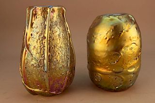 (2) Signed & Dated Zephyr Glass Vases