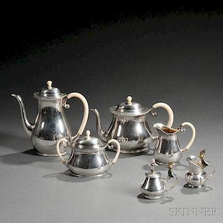 Four-piece Wilhelm Binder .835 Silver Tea Service