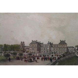 Antique Hand Colored Luxembourg Palace Engraving