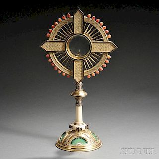 French Gold-washed Sterling Silver Monstrance