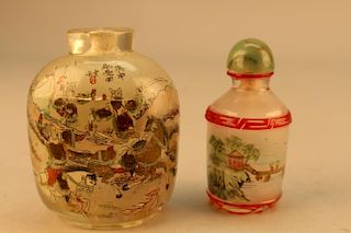 (2) Antique Chinese Reverse Painted Snuff Bottles