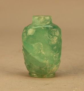 19th Century Carved Chinese Stone Snuff Bottle
