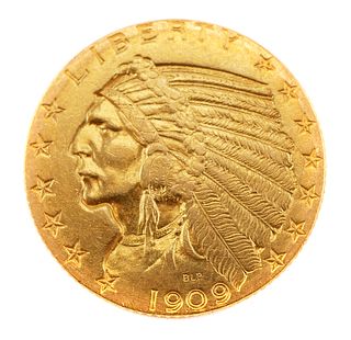 1909 US Indian Head $5 Gold Coin