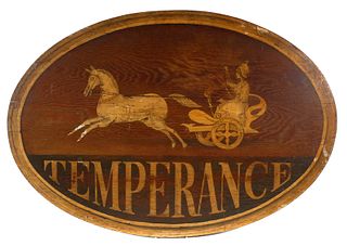 Vintage Wooden TEMPERANCE Sign, Painted