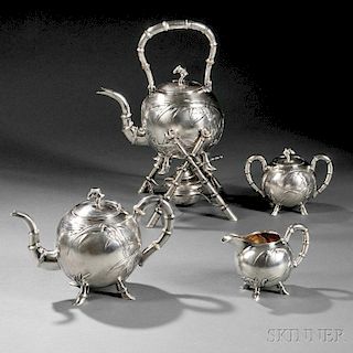 Four-piece Chinese Export Silver Tea Service
