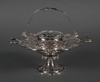 (2) Openwork English Sterling Compote & SP Basket 