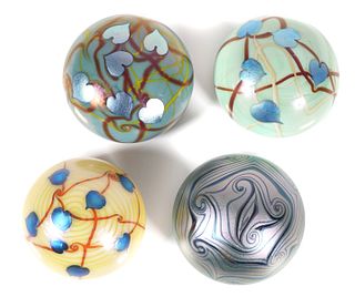 (4) Orient & Flume Art Glass Studio Paperweights