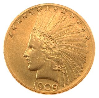1909 US Indian Head $10 Gold Coin 