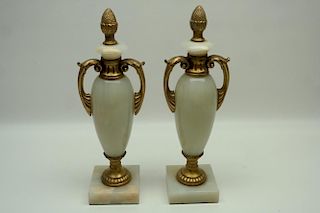 Pair of French Gilt Bronze/Onyx Urns