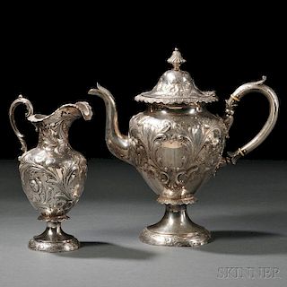 George B. Sharp Coin Silver Teapot and Creamer