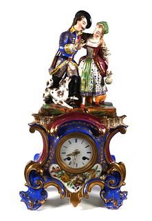 Antique Japy Freres Porcelain Mantel Clock 