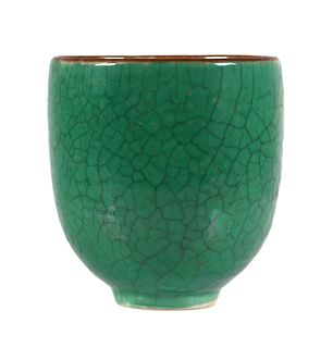 Green Crackle Glaze Pottery Cup