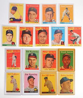 (17) 1958 Topps Baseball Cards MICKEY MANTLE