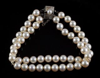 MIKIMOTO Pearl Vtg Double Strand Bracelet