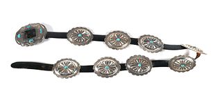 Sterling Silver Turquoise Concho Belt