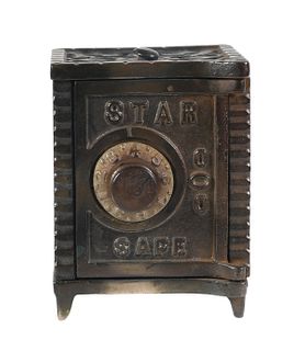 Antique Star Safe Cast Iron Bank