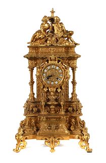 Gilt Figural Berrolla French Mantel Clock 