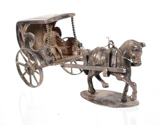 Miniature Sterling Horse & Buggy Carriage 
