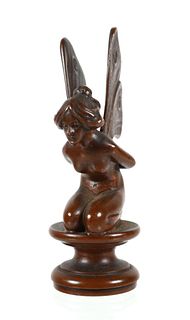 Art Nouveau Nude Bronze Fairy Winged Nymph