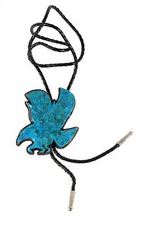 Sterling Turquoise Eagle Bolo Tie 