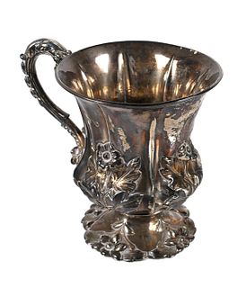 English Sterling Floral Repousse Cup