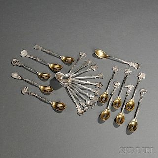 Twenty-two Tiffany & Co. Floral   Pattern Sterling Silver   Demitasse Spoons