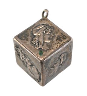 Sterling Greek Gods Cube Charm Necklace Pendant