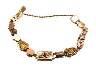 Victorian Gold Filled Charm Slide Bracelet
