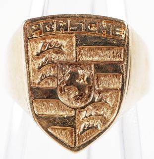 10K Yellow Gold Porsche Logo Crest Ring