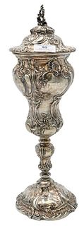 Continental Silver Chalice, having lid, height 16 inches, 19.8 t.oz.
