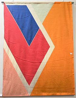 Betsy Ross and Larry Zox (1936 - 2006), fabric abstract banner flag, having Betsy Ross Flag and Banner Company label, signed Zox, numbered 3/20, 80 x 