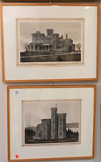 Three Piece Lot of Austin Augustus Turner (American, 1831 - 1870), photo lithographs of houses, to include "Woodcliff, Residence of A.C. Richards, For