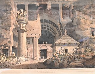 Henry Salt (British, 1780 - 1827), "Ancient Excavation at Carli", engraving with aquatint on paper, inscribed in plate throughout the lower margin, im
