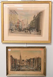 Two Framed Wall Street Pieces, to include Deroy, Wall Street, New York, lithograph after Kollner, 17 x 23 inches; along with Roger Varin, Wall Street 