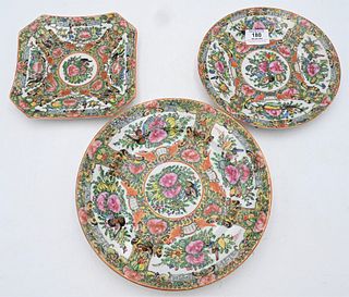 Approximately 64 Piece Rose Medallion Porcelain Set, to include dinner plates, luncheon plates, bowls, square plates, teapot, covered tureens, serving